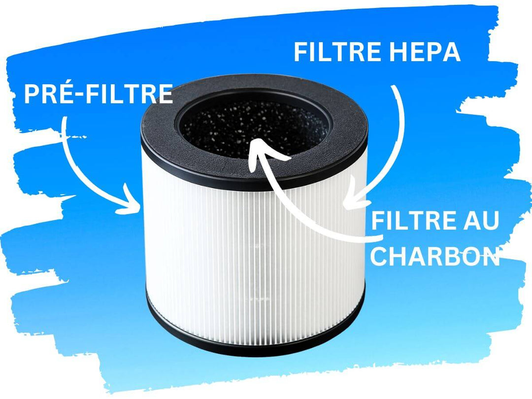 Purificateur Portable Usb Purificateur D'Air Probuk 3 Étapes HEPA - Compact Et Silencieux (37 DB) - Élimine Pollen, Fumée Et Odeurs - Idéal Chambre Et Bureau Sans Fil