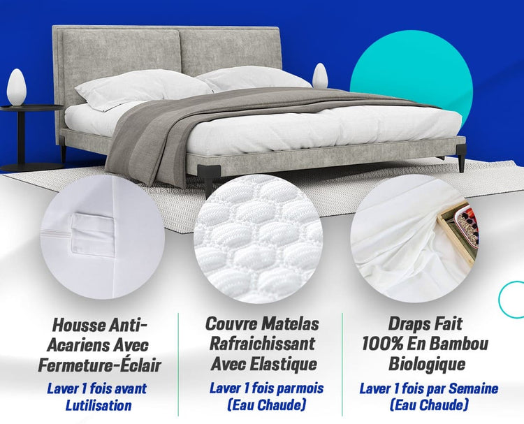 Protège-matelas Imperméable 90x200 Cm - TPU étanche, Tissu Respirant - Pour Matelas Jusqu'à 30 Cm D'épaisseur - Lavable Machine - Certifié OEKO-TEX - 8